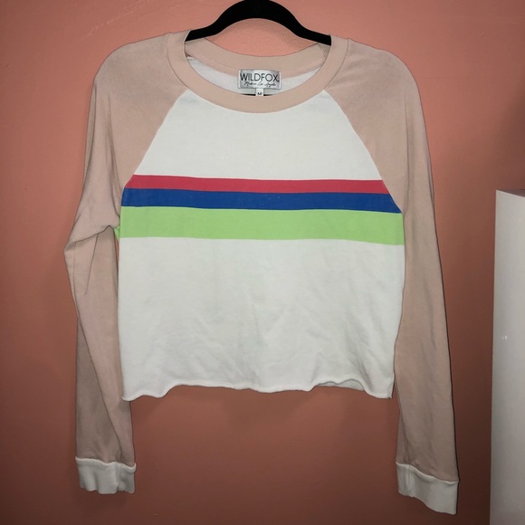 COPY - WILDFOX white, pink, striped crop top - Picture 2 of 5